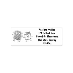 Funny bread and jam cartoon characters self-inking stamp