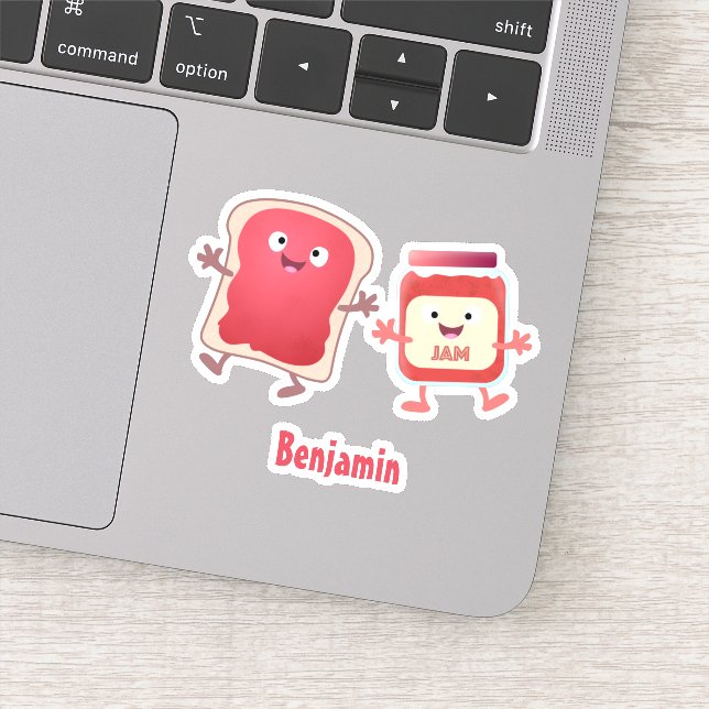 Funny bread and jam cartoon characters sticker (Detail)