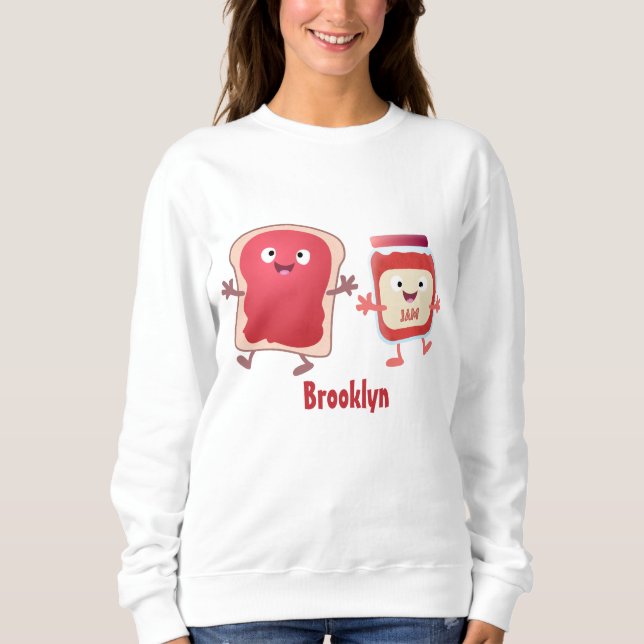 Funny bread and jam cartoon characters sweatshirt (Front)