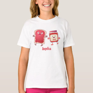 Funny bread and jam cartoon characters T-Shirt