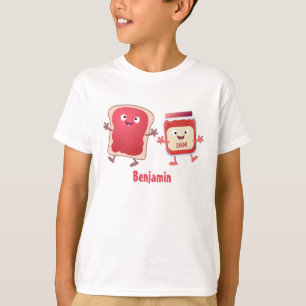 Funny bread and jam cartoon characters  T-Shirt