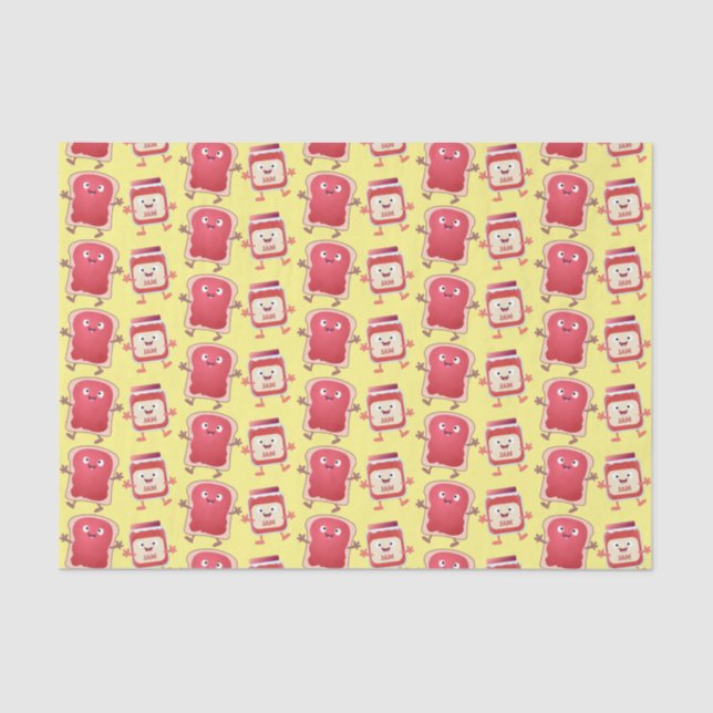 Funny bread and jam cartoon characters tissue paper (Front)