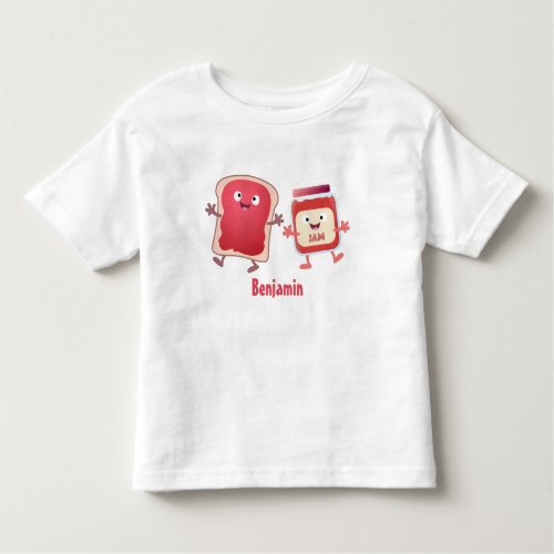 Funny bread and jam cartoon characters toddler t_shirt