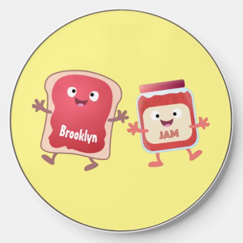 Funny bread and jam cartoon characters wireless charger 