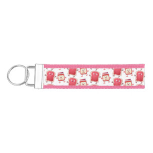 Funny bread and jam cartoon characters wrist keychain