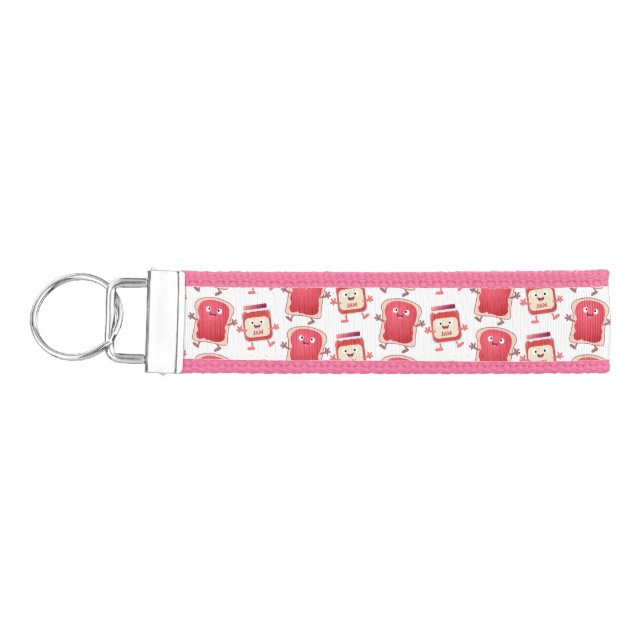 Funny bread and jam cartoon characters  wrist keychain (Keys on Left)
