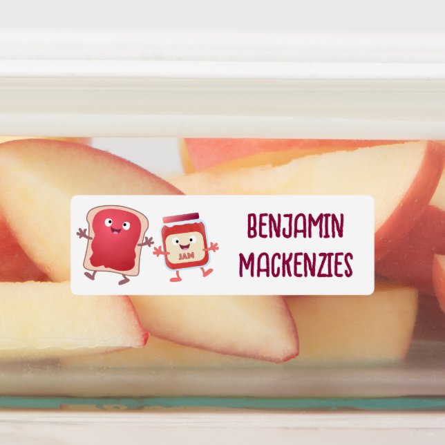 Funny bread and jam cartoon personalized labels (Affixed)