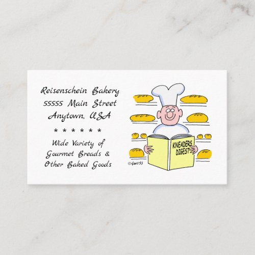 Funny Bread Baker Cartoon Bakery Business Card