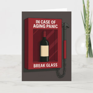 Funny Break Glass in case of fire wine bottle Letterpress Thank You Card