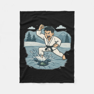 Funny Break The Ice Karate Chop Martial Arts Humor Fleece Blanket