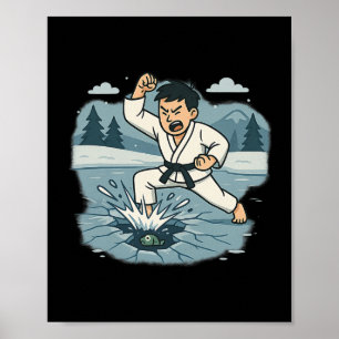 Funny Break The Ice Karate Chop Martial Arts Humor Poster