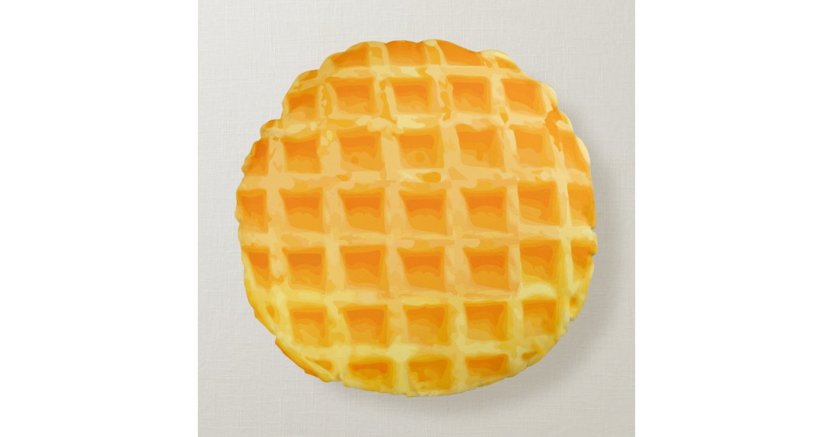 Funny Breakfast Waffle design Round Pillow | Zazzle