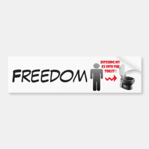 Funny breakup ex boyfriend into the toilet bumper sticker