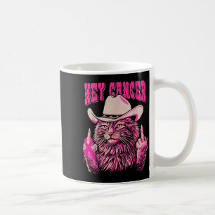 Funny Breast Cancer Awareness Western Pink Cat Wom Coffee Mug