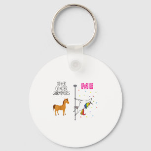 Funny Breast Cancer Survivor Unicorn Rainbow Le Da Keychain
