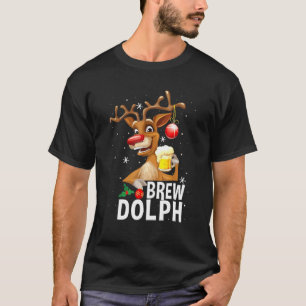 Funny Brew Dolph Reindeer Drinking Beer Matching C T-Shirt