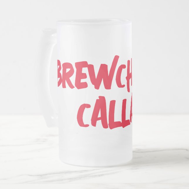 Funny Brewchacho Frosted Glass Beer Mug (Front Left)