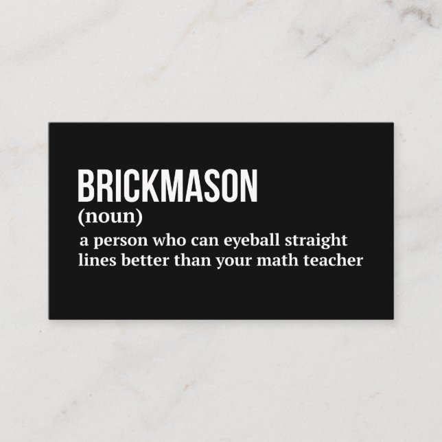 Funny Brickmason Definition Business Card (Front)
