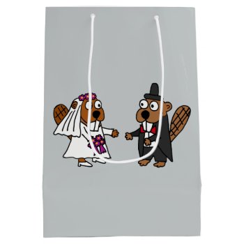Funny Bride And Groom Beaver Gift Bag by AllSmilesWeddings at Zazzle