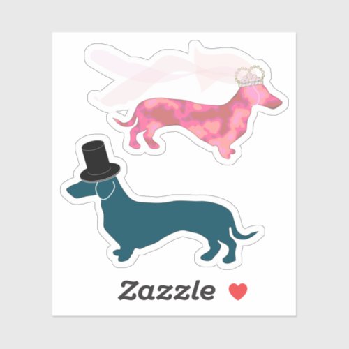 Funny Bride and Groom Dachshund Sticker