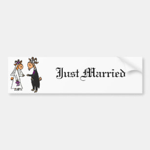 Funny Bride and Groom Goat Wedding Bumper Sticker