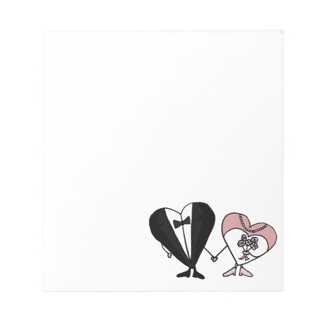 Funny Bride and Groom Hearts Art Notepad (Front)