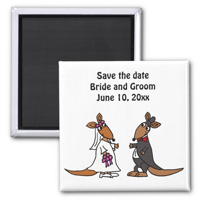 Funny Bride and Groom Kangaroo Wedding Design Magnet (Front)