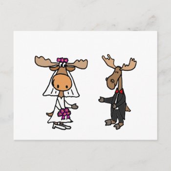 Funny Bride And Groom Moose Wedding Postcard by AllSmilesWeddings at Zazzle