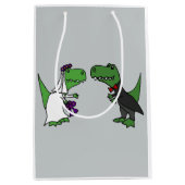 Funny Bride and Groom T-rex Dinosaur Gift Bag (Front)