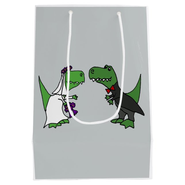 Funny Bride and Groom T-rex Dinosaur Gift Bag (Back)