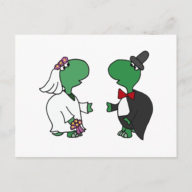 Funny Bride and Groom Turtle Wedding Design Postcard (Front)