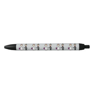 Funny Bride and Groom Wedding Cartoon Pen