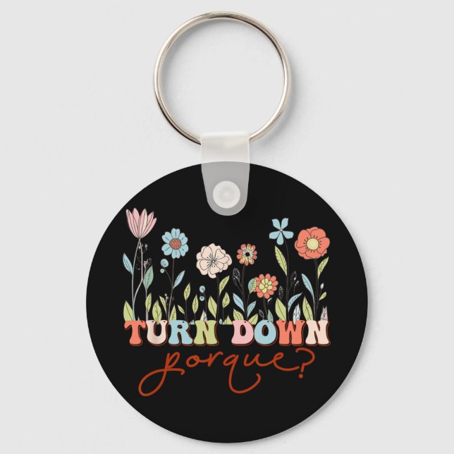 Funny Bride Bachelorette Party Bride Floral Turn D Keychain (Front)