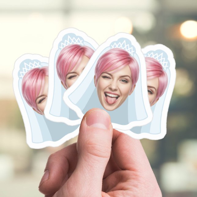 Funny Bride Face – Custom Photo with Veil & Tiara Sticker (Creator Uploaded)