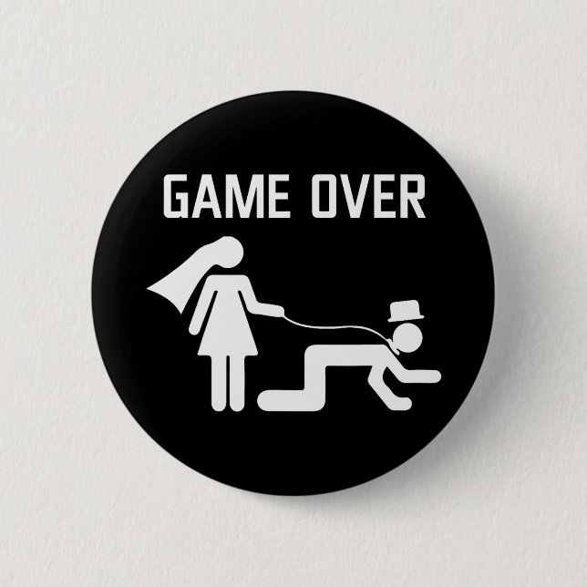 Funny Bride Groom Wedding Bachelor Bachelorette Pa Button (Front)
