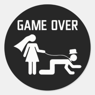 Funny Bride Groom Wedding Bachelor Bachelorette Pa Classic Round Sticker