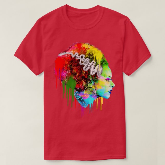 Funny Bride Halloween, Colorful Modern Bride  T-Shirt (Design Front)