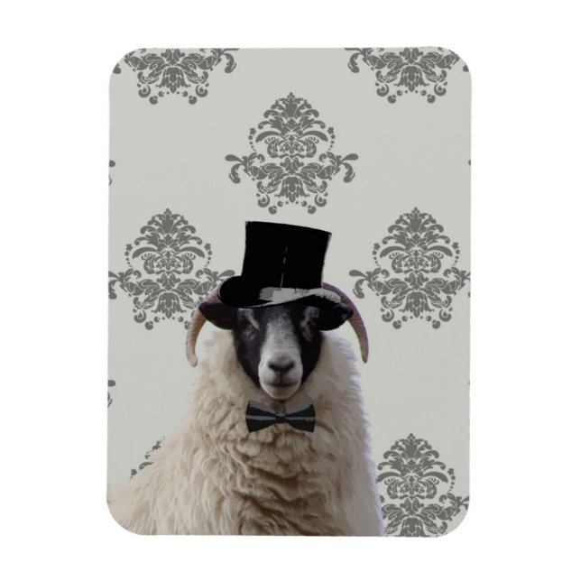 Funny bridegroom sheep in top hat magnet (Vertical)