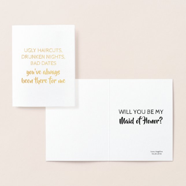 Funny Bridesmaid or Maid of Honor Foil Card (Display)