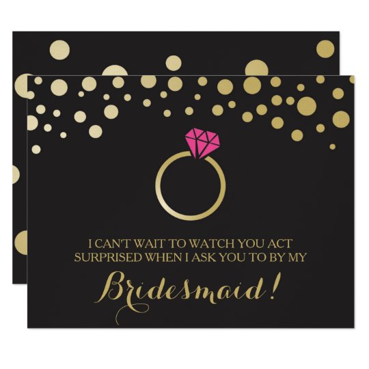Bridesmaid Proposal Gifts On Zazzle Funny Bridesmaid Proposal Card Black Faux Gold