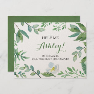 Funny BRIDESMAID PROPOSAL card, Greenery Invitation