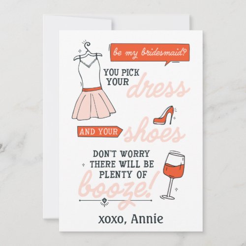 Funny Bridesmaid Proposal Plenty of Booze Card