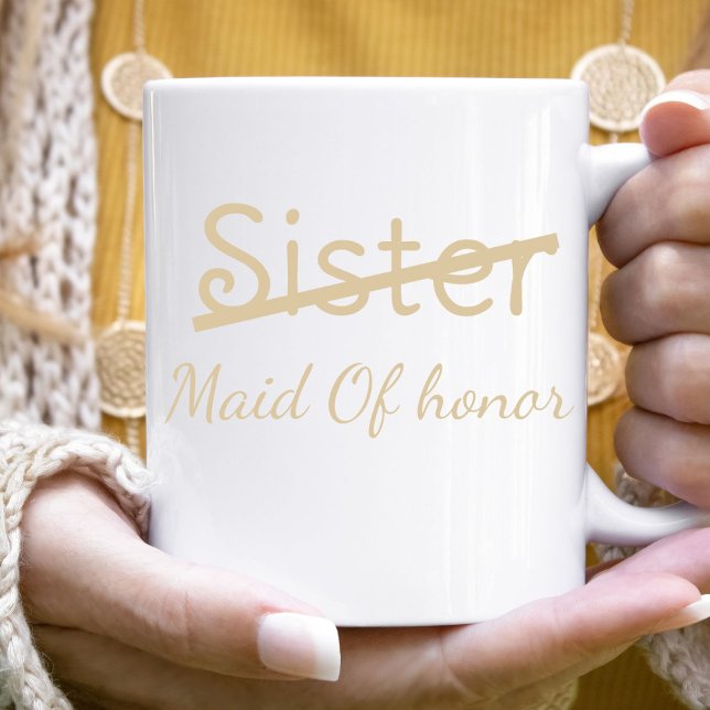 Funny Bridesmaids Sister Maid of honor proposal  Two-Tone Coffee Mug (Creator Uploaded)