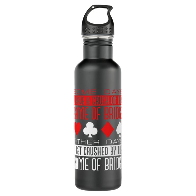 Funny Bridge Player Crushed by Game Stainless Steel Water Bottle (Front)