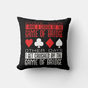 Funny Bridge Player Crushed by Game Throw Pillow
