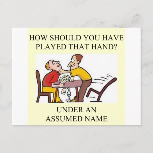 funny bridge player joke design postcard