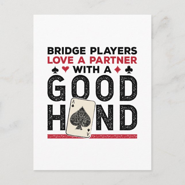 Funny Bridge Player Partner Good Hand Postcard (Front)