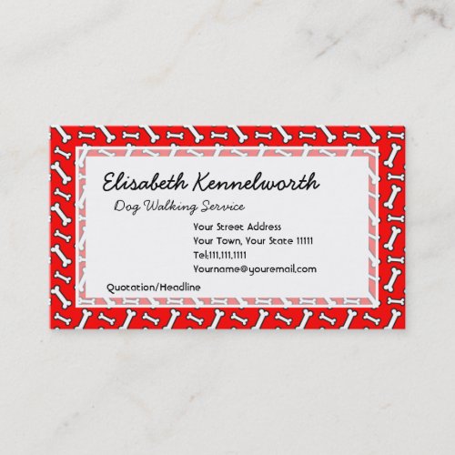 Funny Bright Red Dog Bone Pattern for Dog Lovers Business Cards