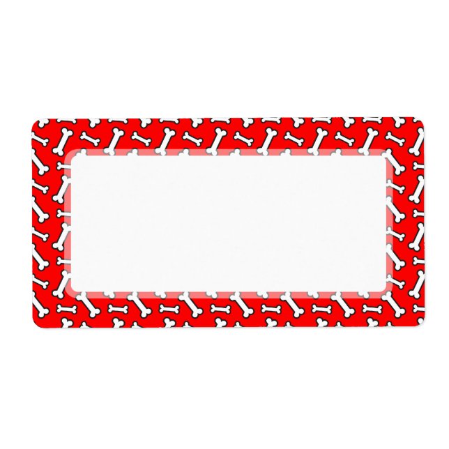 Funny Bright Red Dog Bone Pattern for Dog Lovers Label (Front)