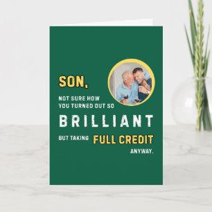 Funny Brilliant Son Green Birthday Card
